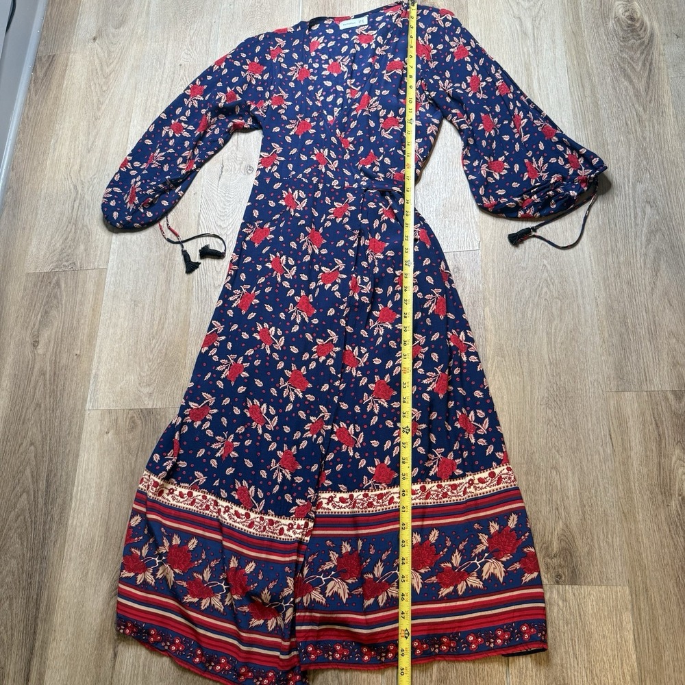Faithfull the Brand | Atlas- Navy Blue Floral Print Wrap Dress | Size 8 - Picture 7 of 8